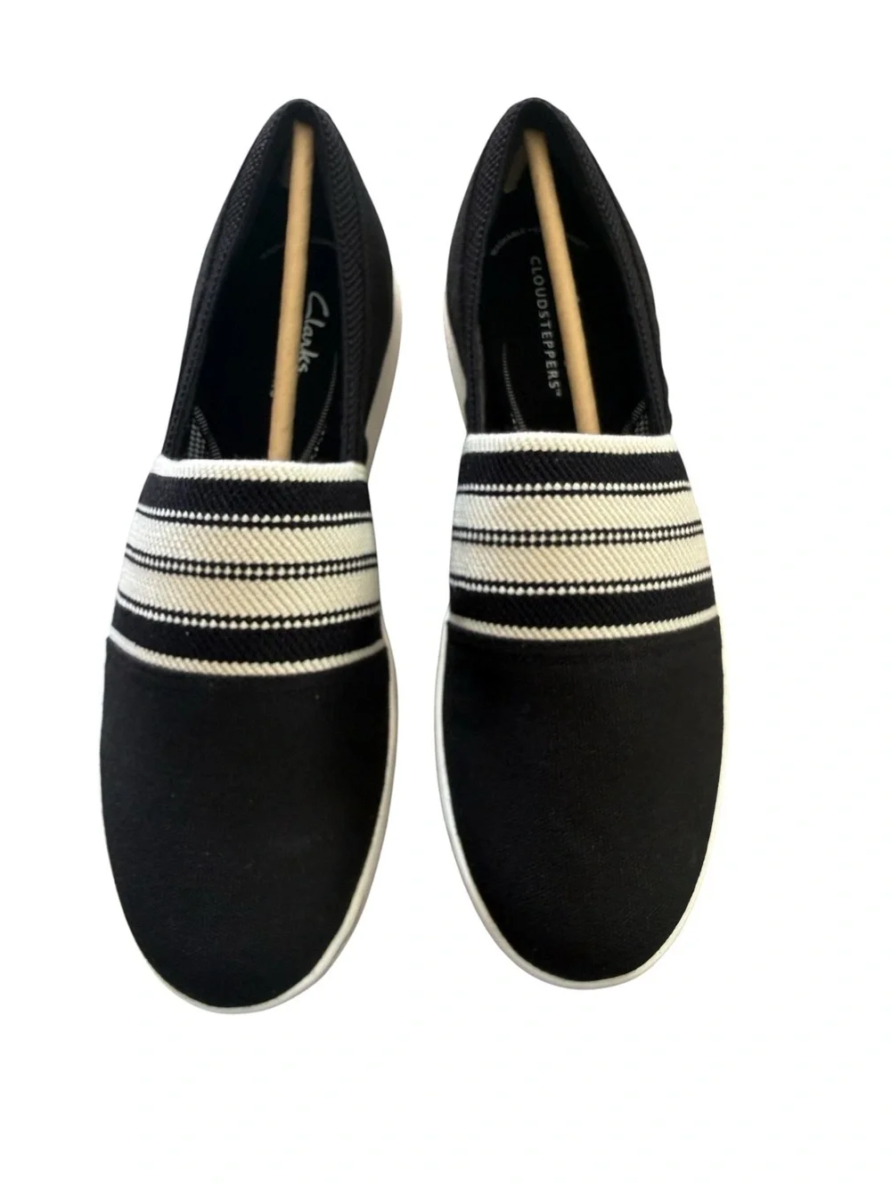 Clarks NIB Breezy Sky Mist Black Canvas Slip-On Loafers